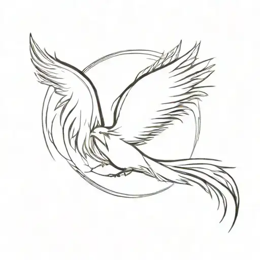 phoenix with outstretched wings tattoo design idea