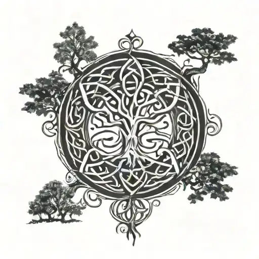 Odin world tree runes engraved Norse knotwork design incorporating tattoo design idea