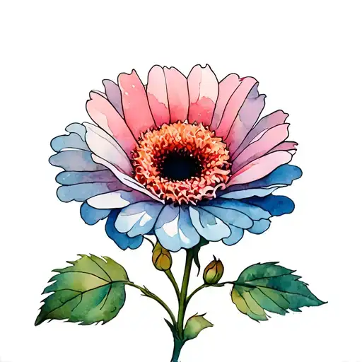 Rosa Gerbera, instead of the stem, the word should be gratitude tattoo design idea