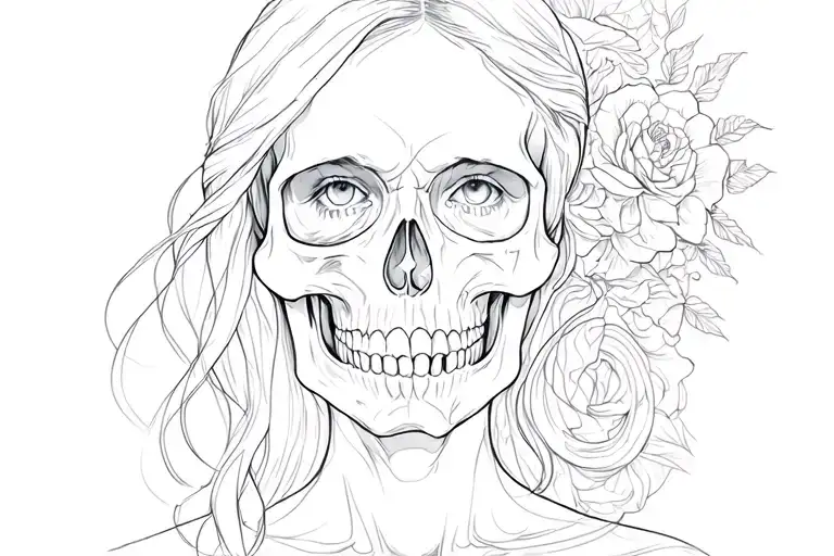 half skull woman tattoo design idea