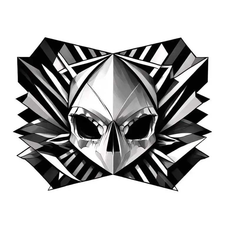 create a geometric tattoo with optical effects and in 3 dimensions and Mexican style tattoo design idea