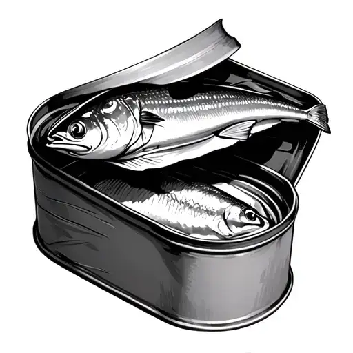 half opened with the lid rolled downw sardine can tattoo design idea