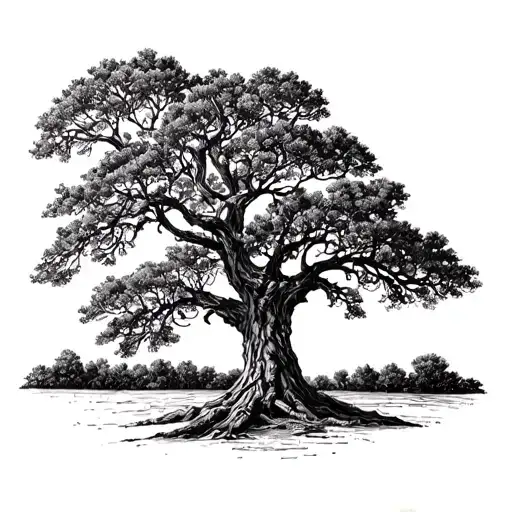 live oak tree tattoo design idea