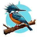 belted kingfisher perched tattoo design idea