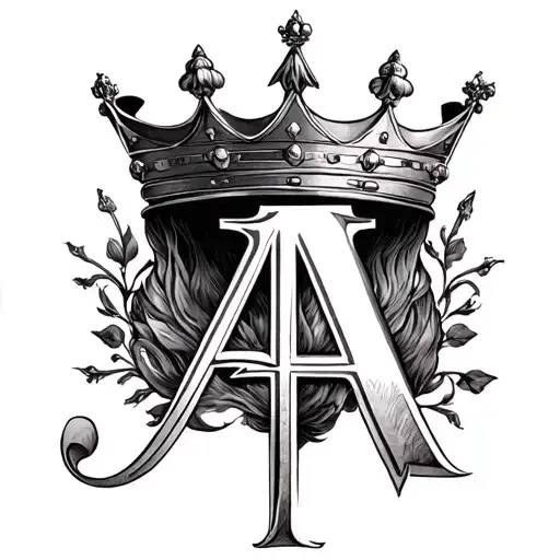 i want a letter a drawing of a letter J with a king Crown And Letter M with a drawing queen crown tattoo design idea