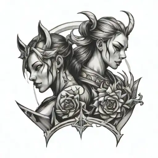 arcane simple tattoo scetch vi and jinx tattoo design idea
