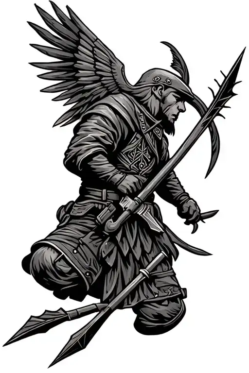 arrow, hunting, Nordic, marines tattoo design idea