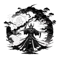 japanese bushido code flowing tattoo design idea