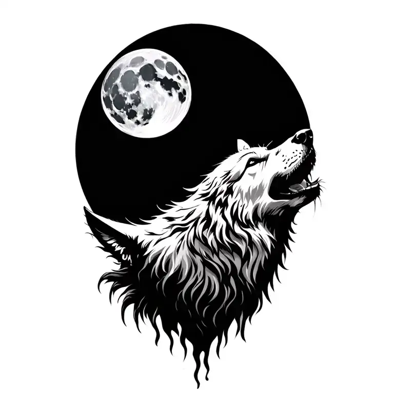 halloween michael myers wolf howling at the moon tattoo design idea