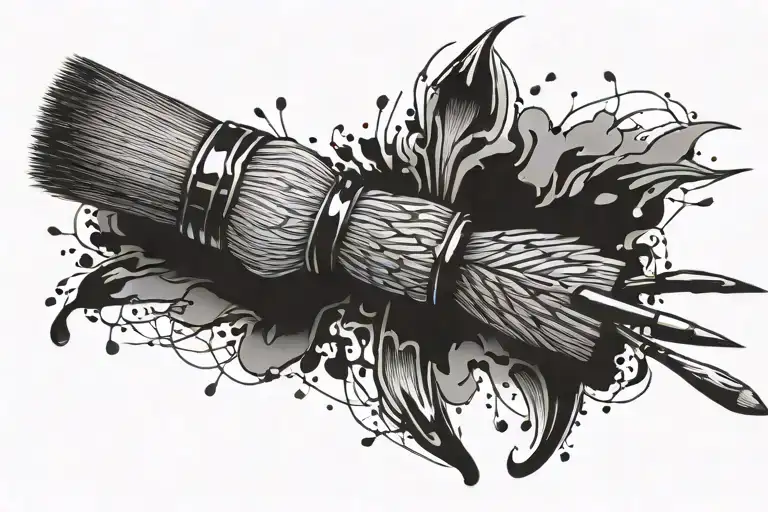paint brush tattoo design idea