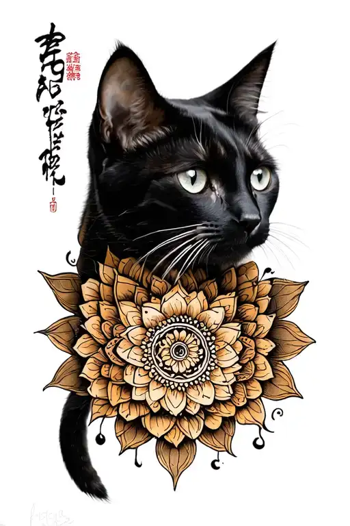 Cat, mandala tattoo design idea