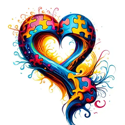 autism love tattoo design idea