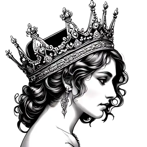 Black Queen Crown tattoo design idea