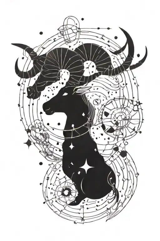 aries constellation with pisces sign mixed tattoo design idea