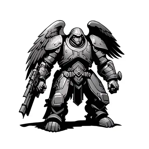 Warhammer 40k space marine dark angels tattoo design idea