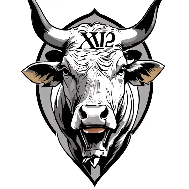 2d bull with roman numerals for 5.3.2017 tattoo design idea
