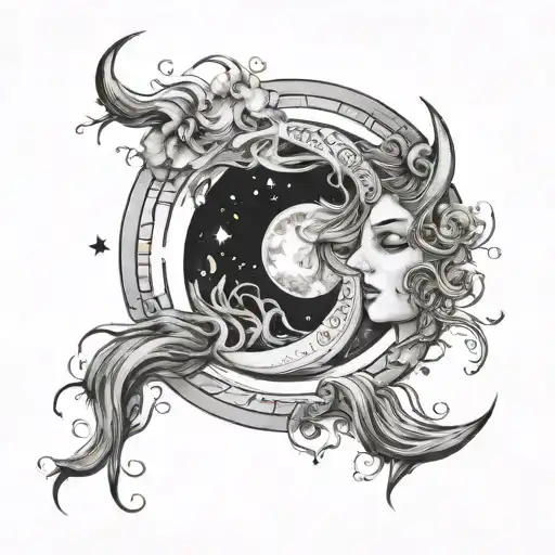 moon goddess Luna tattoo design idea