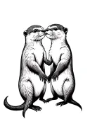 otters holding hands tattoo design idea