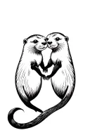 otters holding hands tattoo design idea