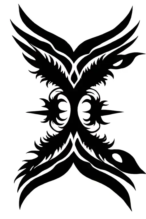 symmetric winged tree tattoo design idea