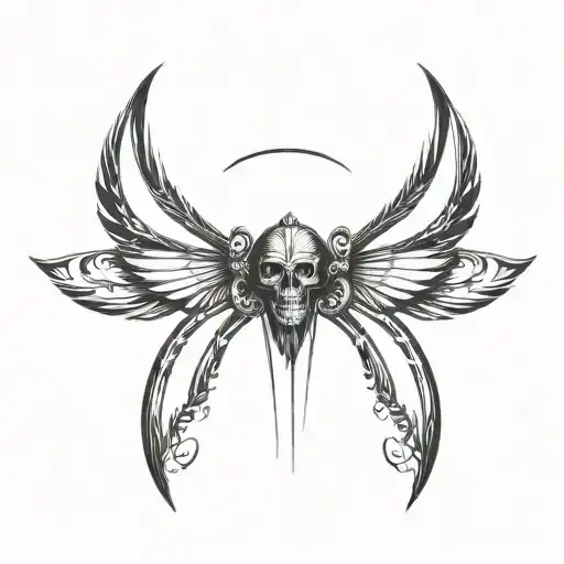 seraphim angel, 6 wings, eye in the centre tattoo design idea