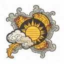 cloud to sun rays tattoo design idea