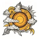 cloud to sun rays tattoo design idea