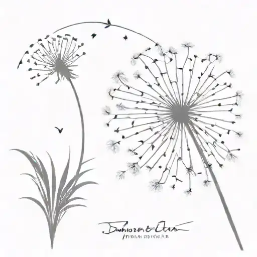 dandelion spread 5 seeds infused feathers tattoo design idea