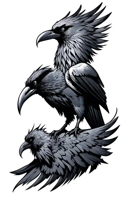 odin ravens tattoo design idea