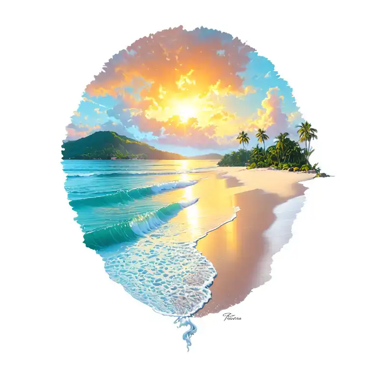 Costa Rica Gold Coast Beach Sunset tattoo design idea