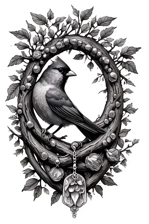 tree of life, rosary beads, for my mom tattoo design featuring a cardinal  tattoo design idea