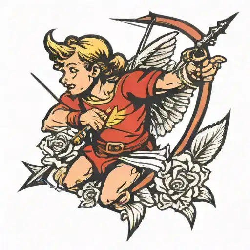 bold cupid shooting arrow design old school sailer jerry tattoo design idea