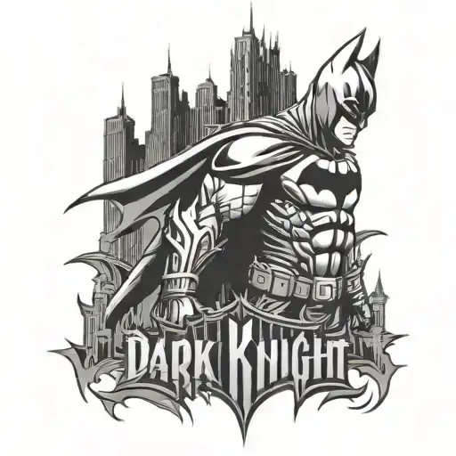 dark knight logo with Gotham skyline  tattoo design idea