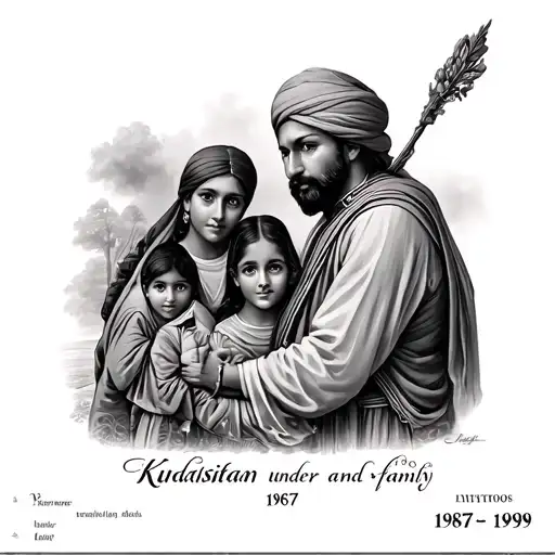 Kurdistan motive under arm and family date of birth 1967 1958 1999 tattoo design idea