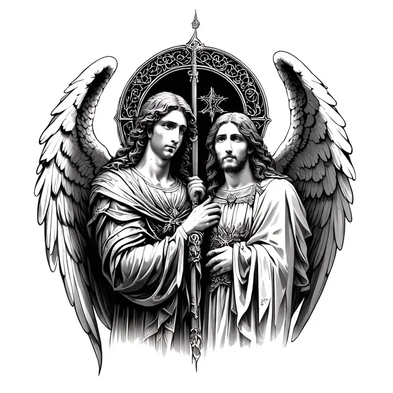 arch angel michael and archangel gabriel tattoo design idea