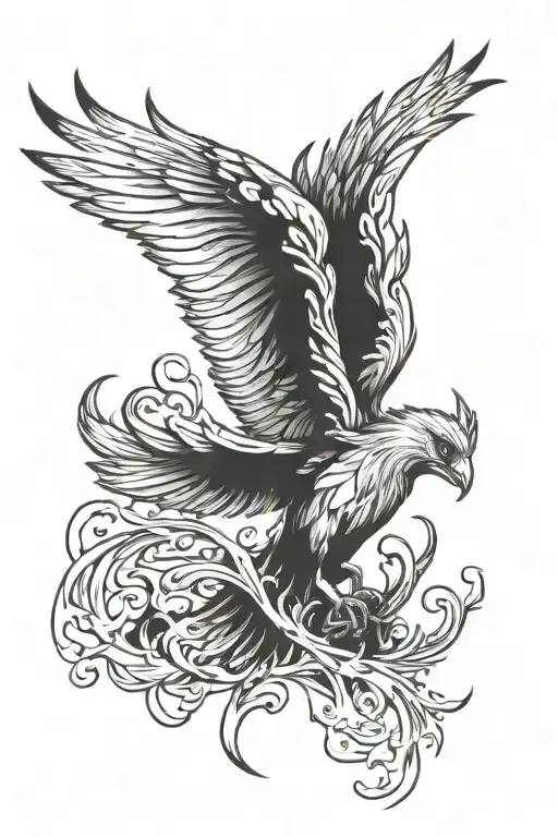 phoenix rising from the ashes tattoo design idea