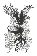phoenix rising from the ashes tattoo design idea