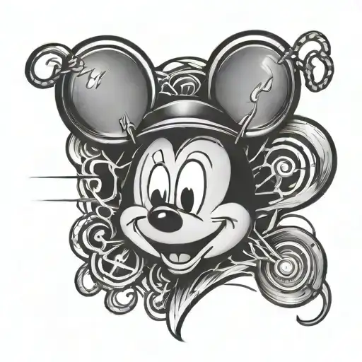 mickey mouse heartbeat tattoo design idea