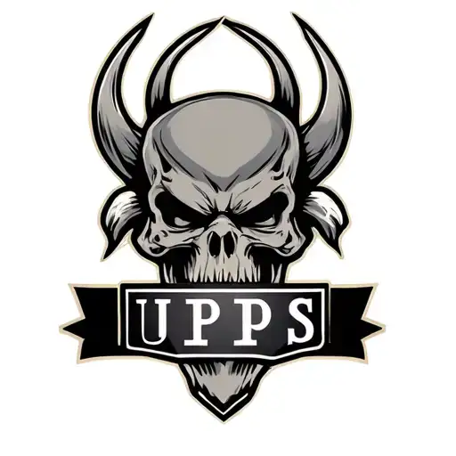 black and gray evil teamster logo with the UPS logo incorporated in. It  tattoo design idea