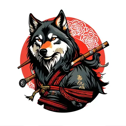 lone wolf and ronin  tattoo design idea