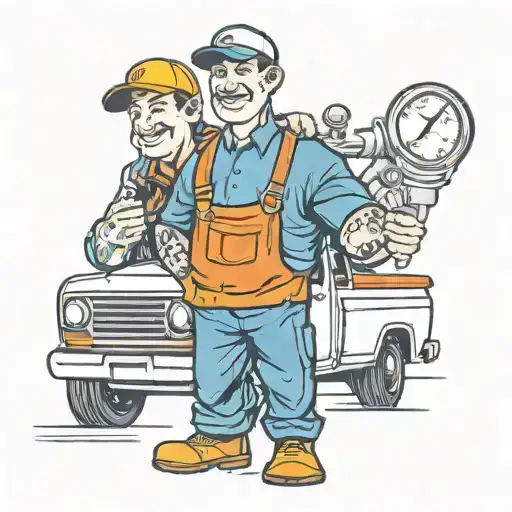 truck driver with plumber holding tattoo design idea