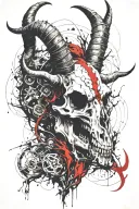 Capricorn goat skull with horns bahamut head tattoo design idea