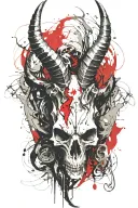 Capricorn goat skull with horns bahamut head tattoo design idea