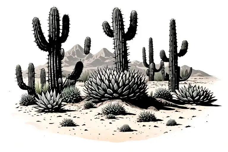 Chupacabra Desert Cactus tattoo design idea