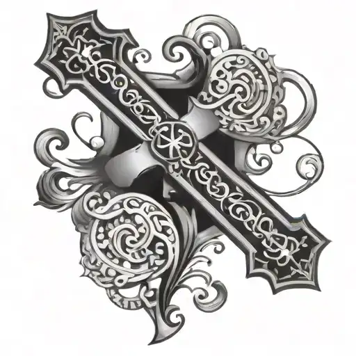 cross and semi colon incorporated tattoo design idea