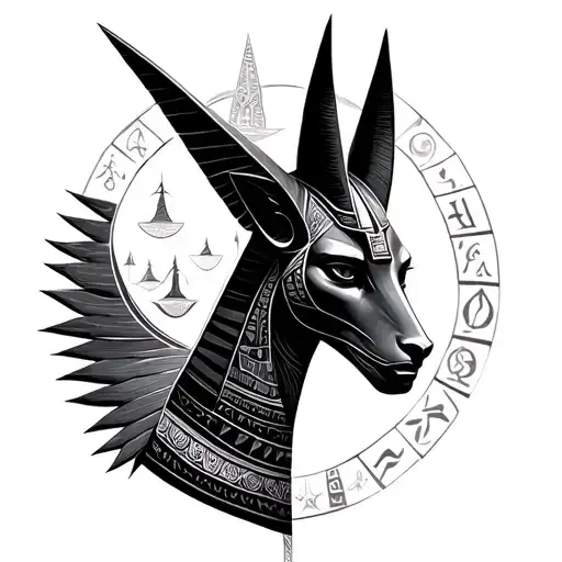 Egyptian god anubis libra zodiac trippy scenery tattoo tattoo design idea