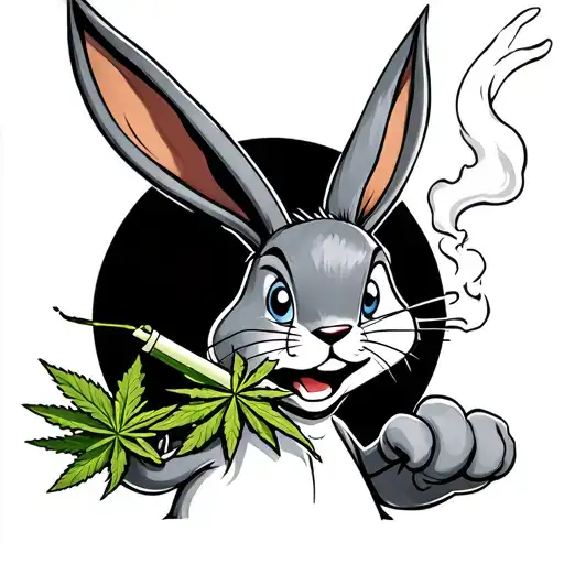 bugs bunny smoking weed joint tattoo design idea