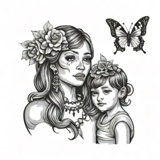 mother daughter matching tattoo design idea