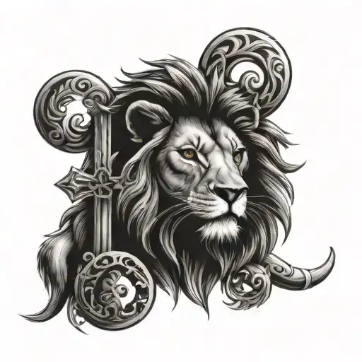 lion and cross tattoo tattoo design idea