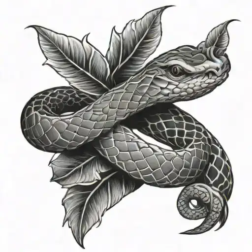 double headed snake wrapped around roman laurels tattoo design idea